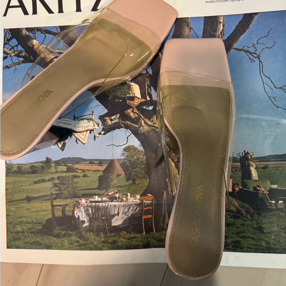 Fashion Nova Clear Square Toe Heel